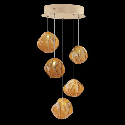 Fine Art Handcrafted Lighting Vesta 5 Light 12" Wide LED Abstract Multi Light Pendant