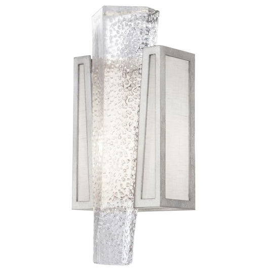 Fine Art Handcrafted Lighting Crownstone Single Light 15" Tall Wall Sconce with Linen Shade