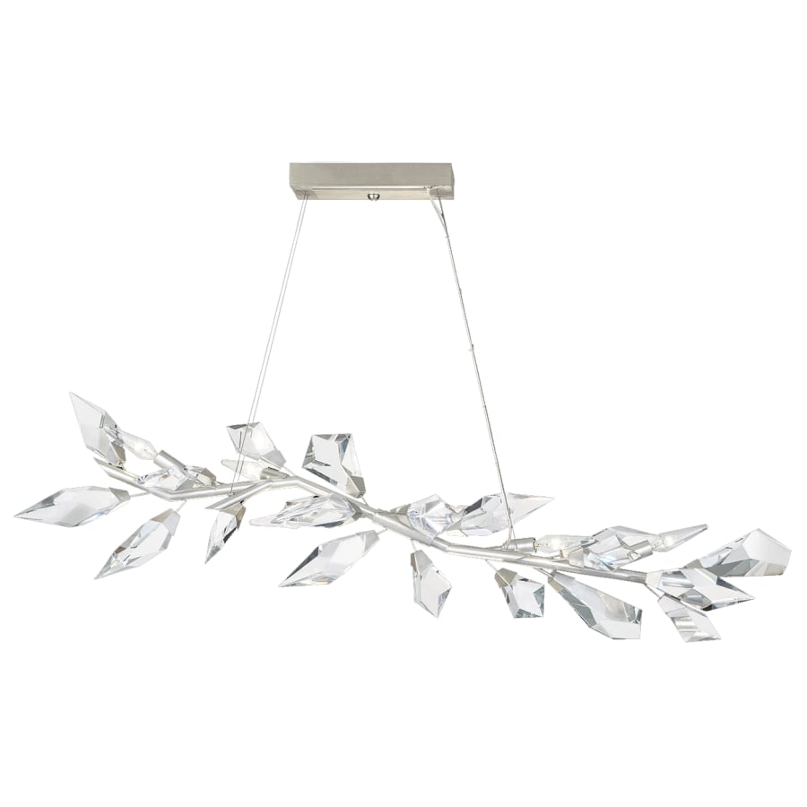 Fine Art Handcrafted Lighting Foret 48" Linear Pendant with Hand-cut Faceted Crystal Leaves