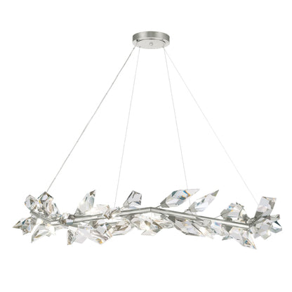 Fine Art Handcrafted Lighting Foret 55" Round Pendant with Hand-cut Faceted Crystal Leaves