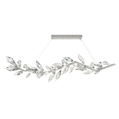 Fine Art Handcrafted Lighting Foret 72" Linear Pendant with Hand-cut Faceted Crystal Leaves
