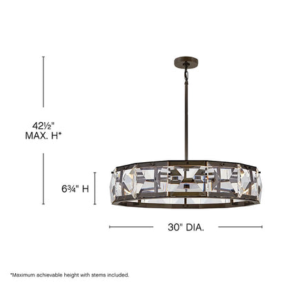 Fredrick Ramond Jolie 30" Wide LED Crystal Drum Chandelier