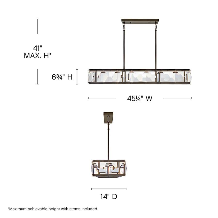 Fredrick Ramond Jolie 45" Wide LED Crystal Linear Chandelier