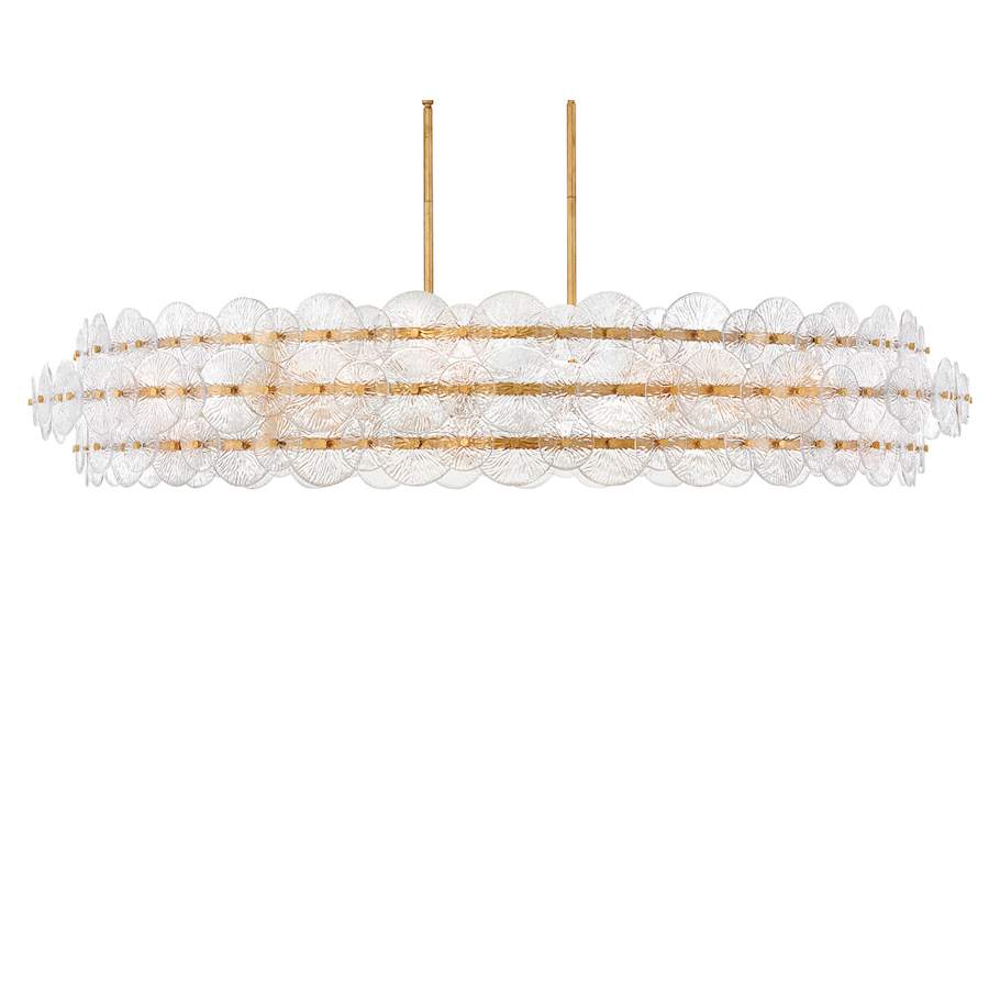 Fredrick Ramond Rene 10 Light 60" Wide Ring Chandelier with Pressed Glass Disks