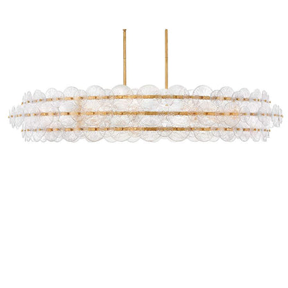 Fredrick Ramond Rene 10 Light 60" Wide Ring Chandelier with Pressed Glass Disks
