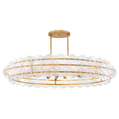 Fredrick Ramond Rene 10 Light 60" Wide Ring Chandelier with Pressed Glass Disks