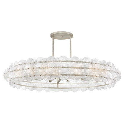 Fredrick Ramond Rene 10 Light 60" Wide Ring Chandelier with Pressed Glass Disks