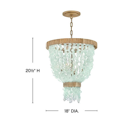 Fredrick Ramond Dune 4 Light 18" Wide Beaded Waterfall Chandelier