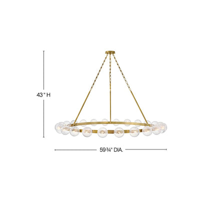 Fredrick Ramond Coco 24 Light 60" Wide Ring Chandelier with Crackle Glass Shades