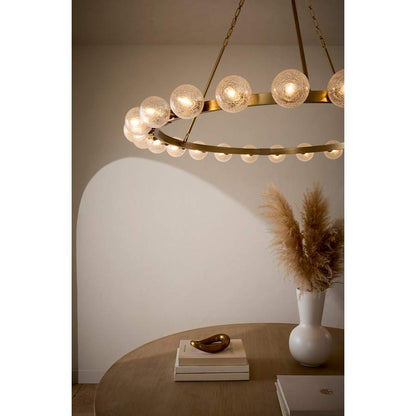 Fredrick Ramond Coco 24 Light 60" Wide Ring Chandelier with Crackle Glass Shades