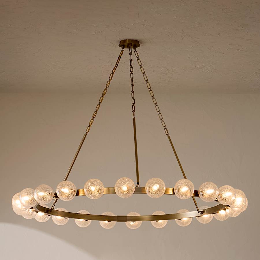 Fredrick Ramond Coco 24 Light 60" Wide Ring Chandelier with Crackle Glass Shades