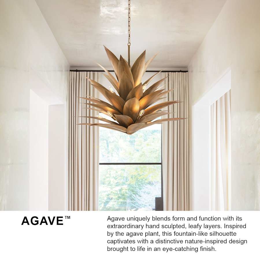 Fredrick Ramond Agave 12 Light 45" Wide Abstract Chandelier with Hand Sculpted Steel Leaves