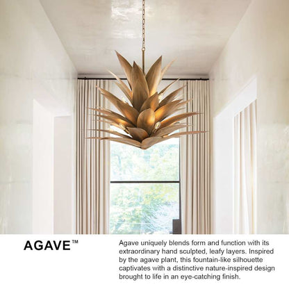 Fredrick Ramond Agave 12 Light 45" Wide Abstract Chandelier with Hand Sculpted Steel Leaves