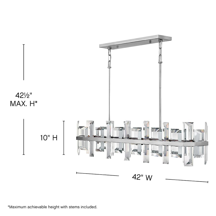 Fredrick Ramond Odette 8 Light 42" Wide Linear Chandelierwith Emerald Cut Crystal Panels