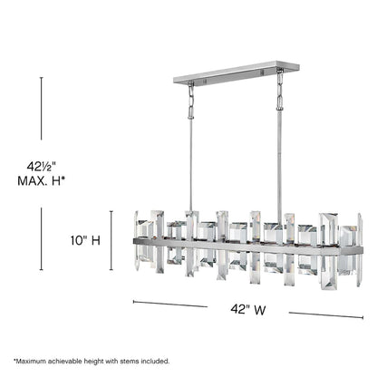 Fredrick Ramond Odette 8 Light 42" Wide Linear Chandelierwith Emerald Cut Crystal Panels