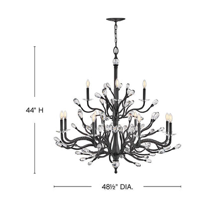 Fredrick Ramond Eve 12 Light 49" Wide LED Crystal Candle Style Chandelier