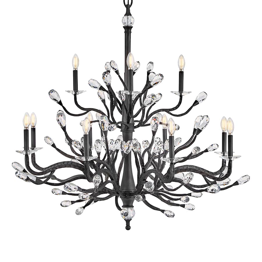Fredrick Ramond Eve 12 Light 49" Wide LED Crystal Candle Style Chandelier