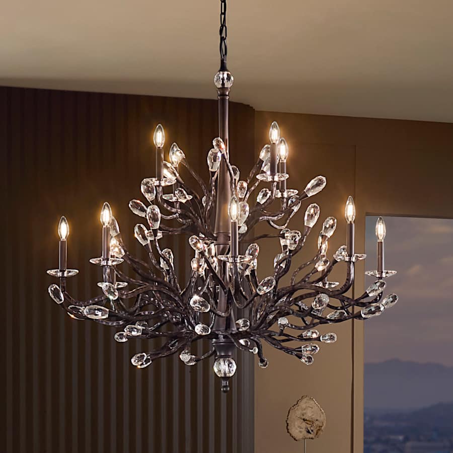 Fredrick Ramond Eve 12 Light 49" Wide LED Crystal Candle Style Chandelier