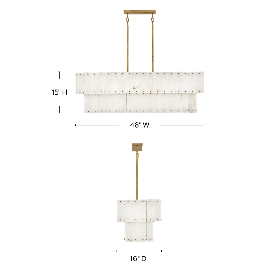 Fredrick Ramond Simone 8 Light 48" Wide Linear Chandelier with Alabaster Shades