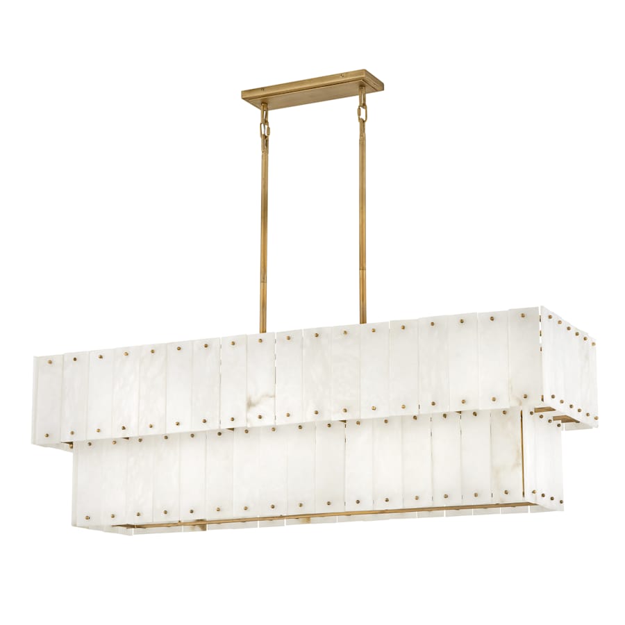 Fredrick Ramond Simone 8 Light 48" Wide Linear Chandelier with Alabaster Shades