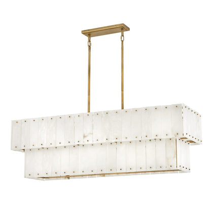 Fredrick Ramond Simone 8 Light 48" Wide Linear Chandelier with Alabaster Shades