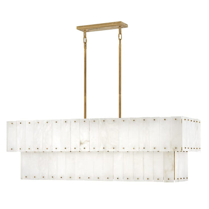 Fredrick Ramond Simone 8 Light 48" Wide Linear Chandelier with Alabaster Shades