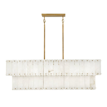 Fredrick Ramond Simone 8 Light 48" Wide Linear Chandelier with Alabaster Shades