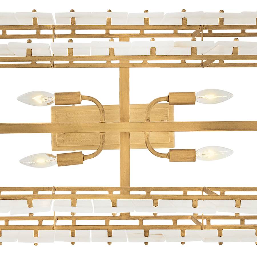 Fredrick Ramond Simone 8 Light 48" Wide Linear Chandelier with Alabaster Shades