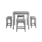 gray square dining table with space saving chair storage arrangement underneath tabletop