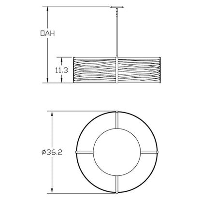 Hammerton Studio Tempest 4 Light 36" Wide Drum Chandelier - Medium (E26) with Frosted Glass Inner Shades and Finished to Match Outer Metal Shade