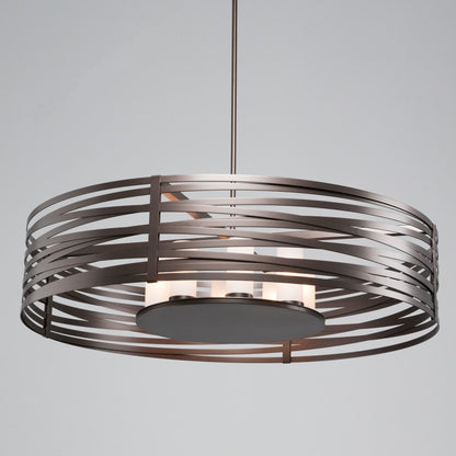 Hammerton Studio Tempest 8 Light 48" Wide Drum Chandelier - Medium (E26) with Frosted Glass Inner Shades and Finished to Match Outer Metal Shade