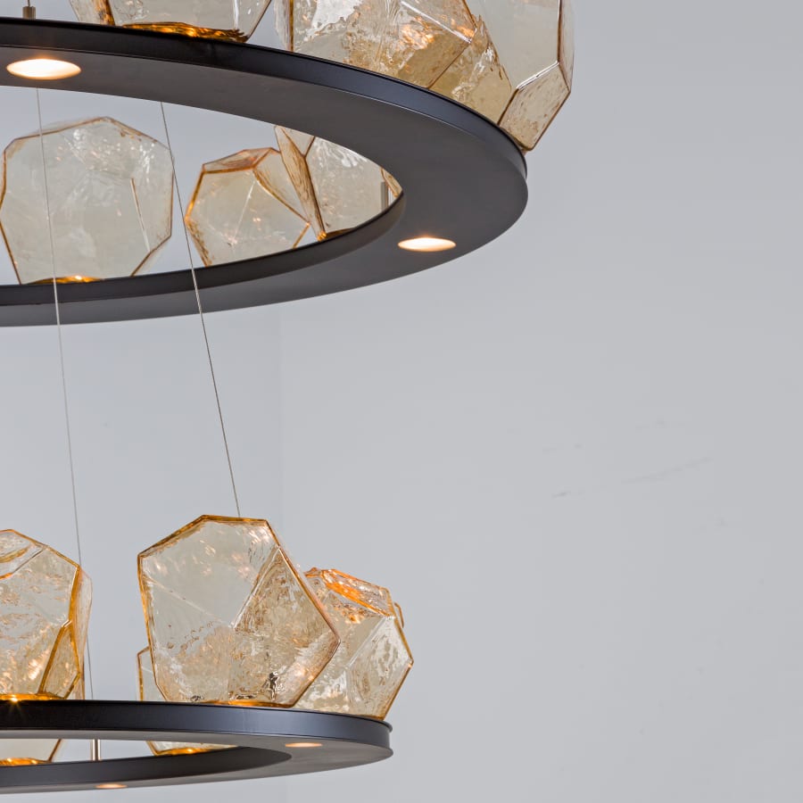 Hammerton Studio Gem 48" Wide 36 Light Hand Blown Glass LED 2 Tier Ring Chandelier