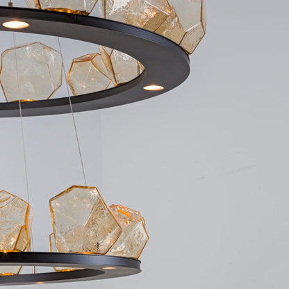Hammerton Studio Gem 48" Wide 36 Light Hand Blown Glass LED 2 Tier Ring Chandelier