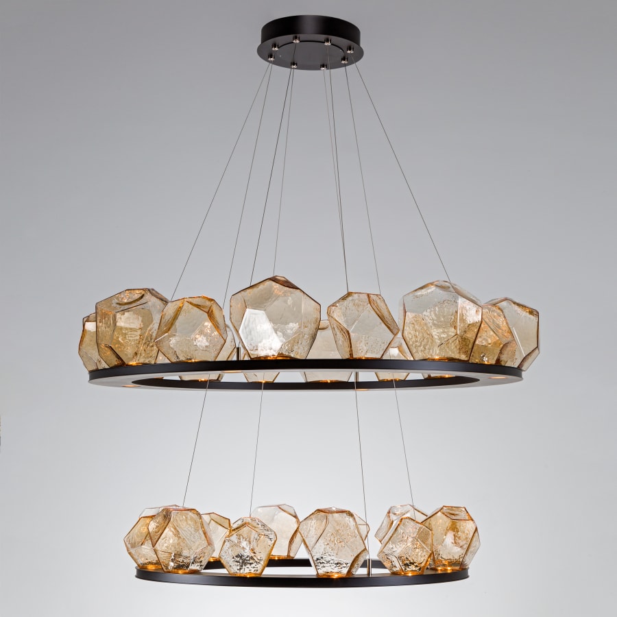 Hammerton Studio Gem 48" Wide 36 Light Hand Blown Glass LED 2 Tier Ring Chandelier