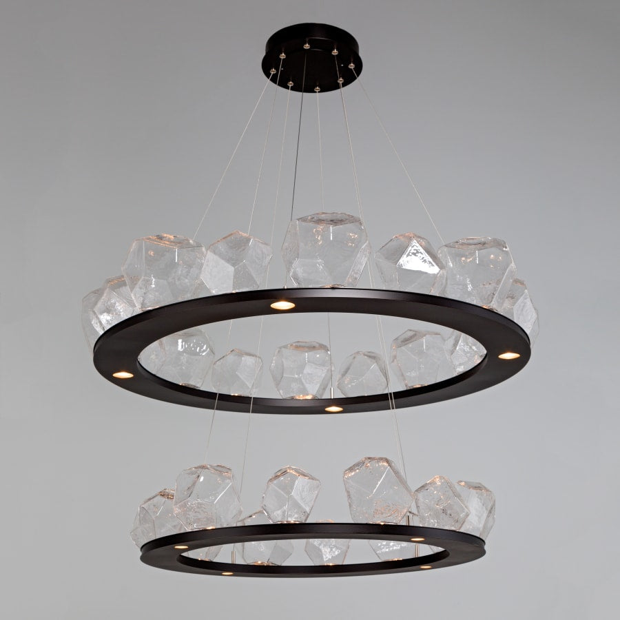 Hammerton Studio Gem 48" Wide 36 Light Hand Blown Glass LED 2 Tier Ring Chandelier