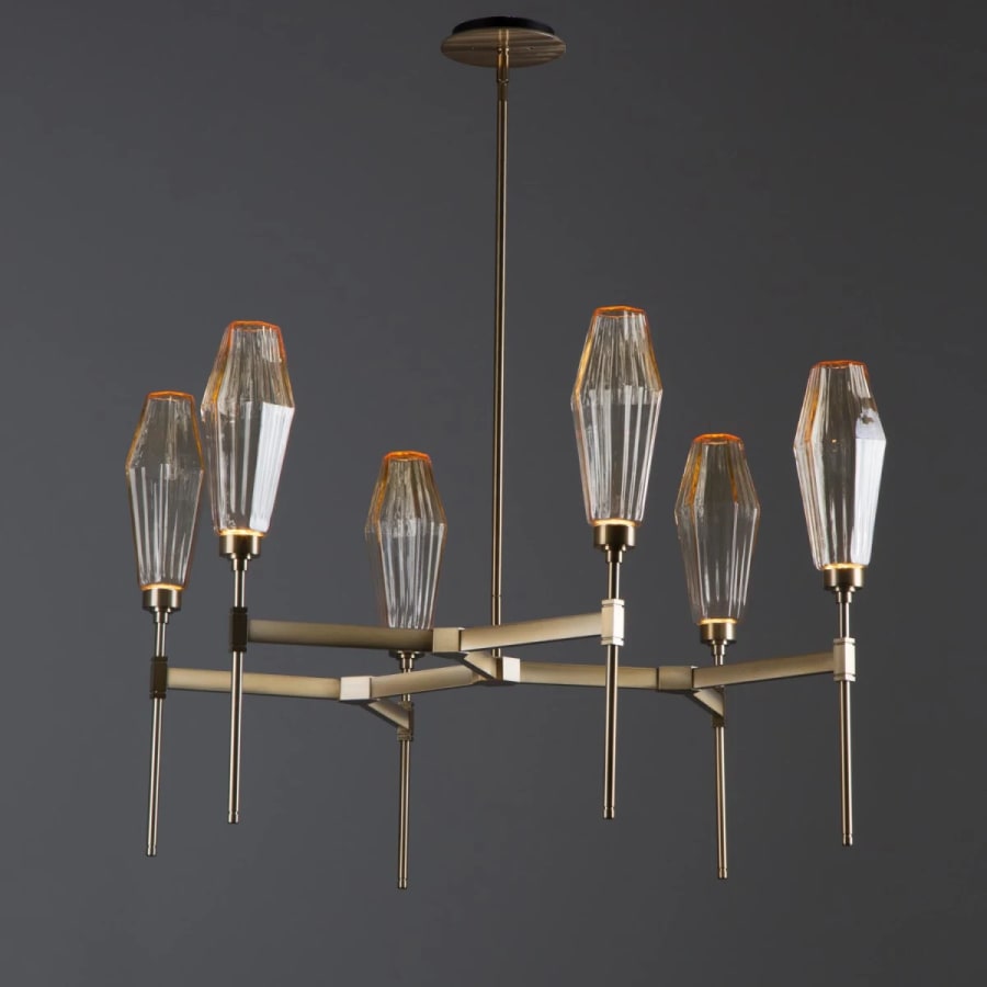 Hammerton Studio Aalto 37" Wide Artisan Crafted Geometric Optic Glass 6 Light Chandelier