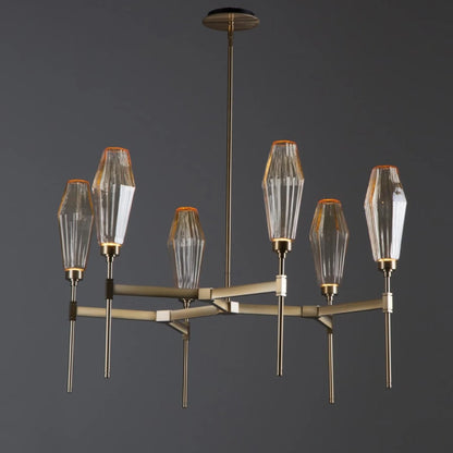 Hammerton Studio Aalto 37" Wide Artisan Crafted Geometric Optic Glass 6 Light Chandelier