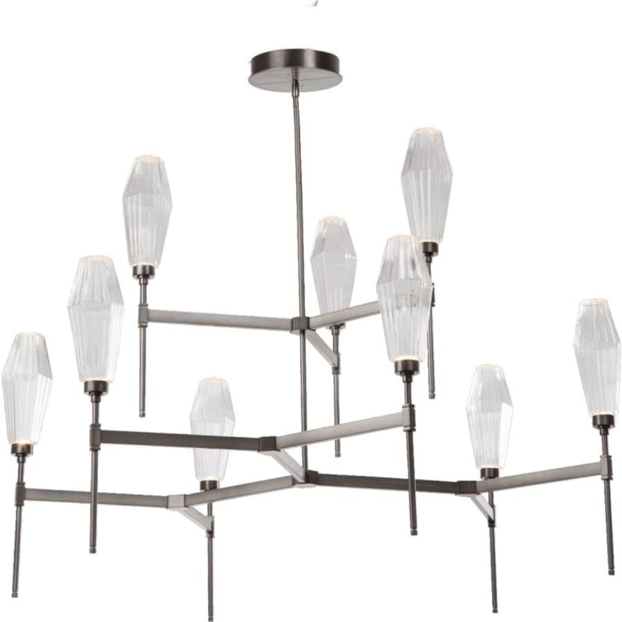 Hammerton Studio Aalto 54" Wide Artisan Crafted Geometric Optic Glass 9 Light Two Tier Chandelier