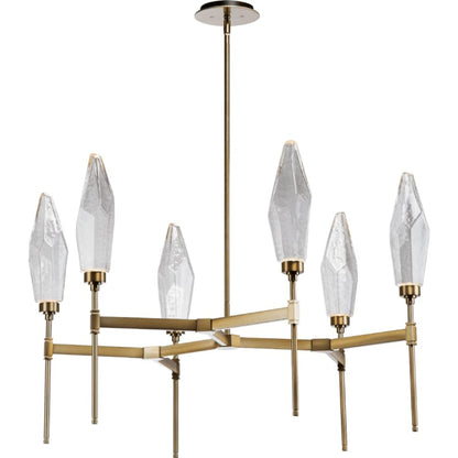 Hammerton Studio Rock Crystal 37" Wide 6 Light Hand Blown Glass LED Chandelier