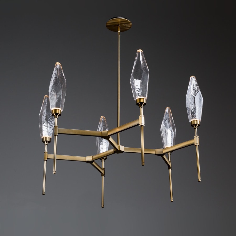 Hammerton Studio Rock Crystal 37" Wide 6 Light Hand Blown Glass LED Chandelier