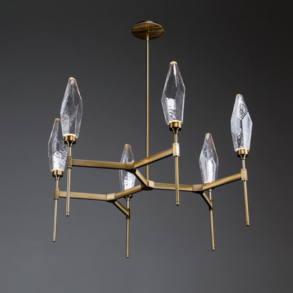 Hammerton Studio Rock Crystal 37" Wide 6 Light Hand Blown Glass LED Chandelier
