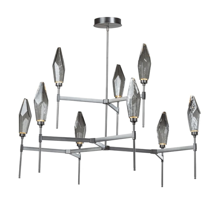 Hammerton Studio Rock Crystal 54" Wide 9 Light Hand Blown Glass LED 2 Tier Chandelier