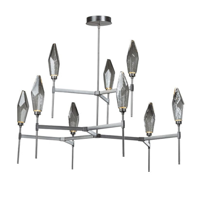 Hammerton Studio Rock Crystal 54" Wide 9 Light Hand Blown Glass LED 2 Tier Chandelier