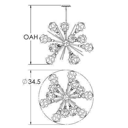 Hammerton Studio Blossom 12 Light 34" Wide LED Sputnik Chandelier