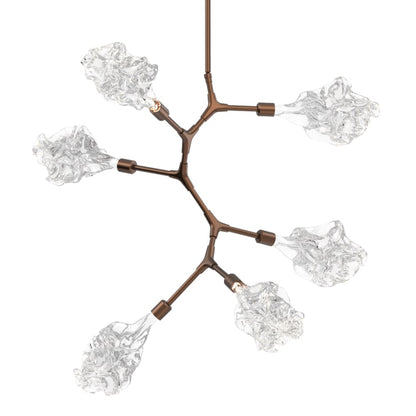Hammerton Studio Blossom 32" Wide 6 Light LED Abstract Chandelier with Clear Blossom Blown Glass Shades