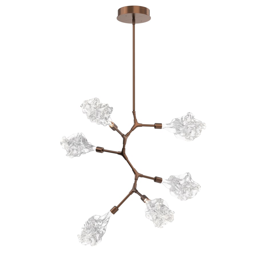 Hammerton Studio Blossom 32" Wide 6 Light LED Abstract Chandelier with Clear Blossom Blown Glass Shades