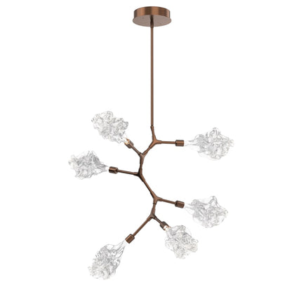 Hammerton Studio Blossom 32" Wide 6 Light LED Abstract Chandelier with Clear Blossom Blown Glass Shades