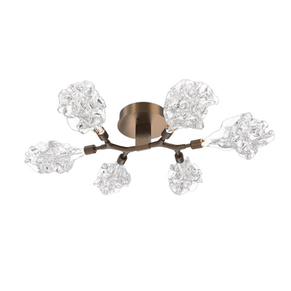Hammerton Studio Blossom 32" Wide LED Semi-Flush Ceiling Fixture with Clear Blossom Blown Glass Shades