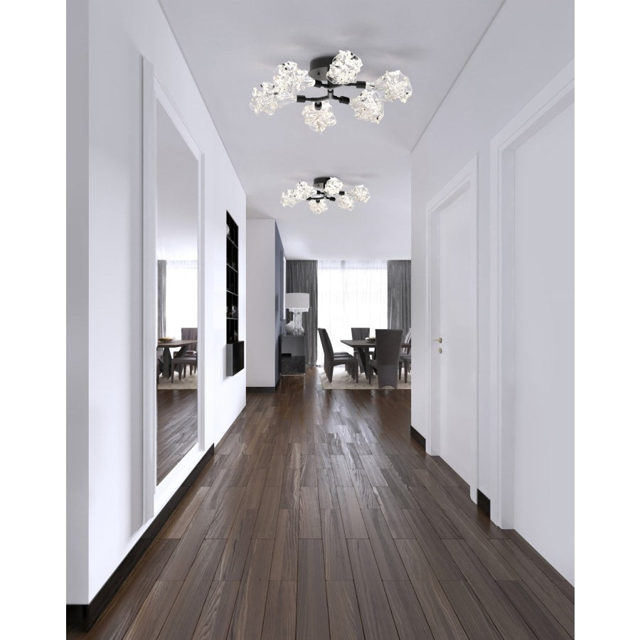 Hammerton Studio Blossom 32" Wide LED Semi-Flush Ceiling Fixture with Clear Blossom Blown Glass Shades