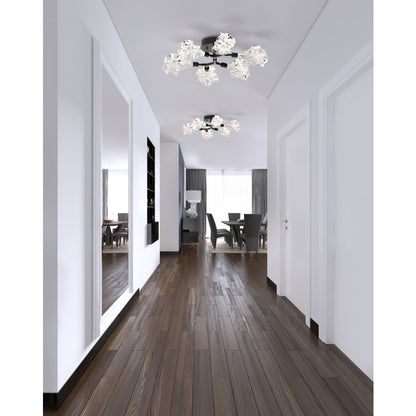 Hammerton Studio Blossom 32" Wide LED Semi-Flush Ceiling Fixture with Clear Blossom Blown Glass Shades